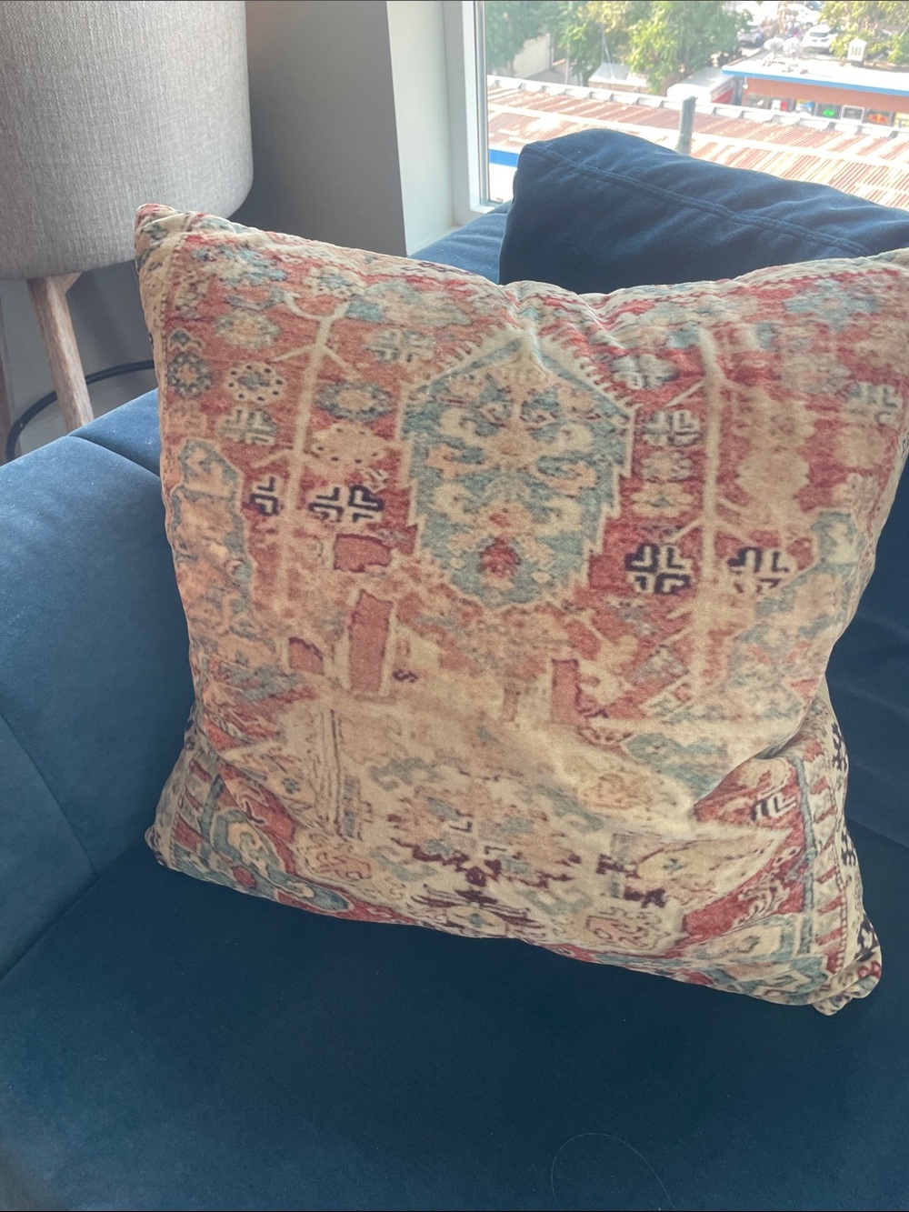 Pottery Barn Cream and Rust Patterned Accent Pillows- set of three for 50